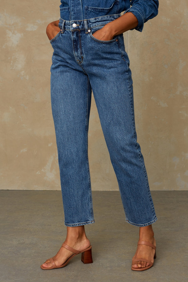 CAROLINE CROPPED STRETCH | ECO XAVIER BLUE MARBLE