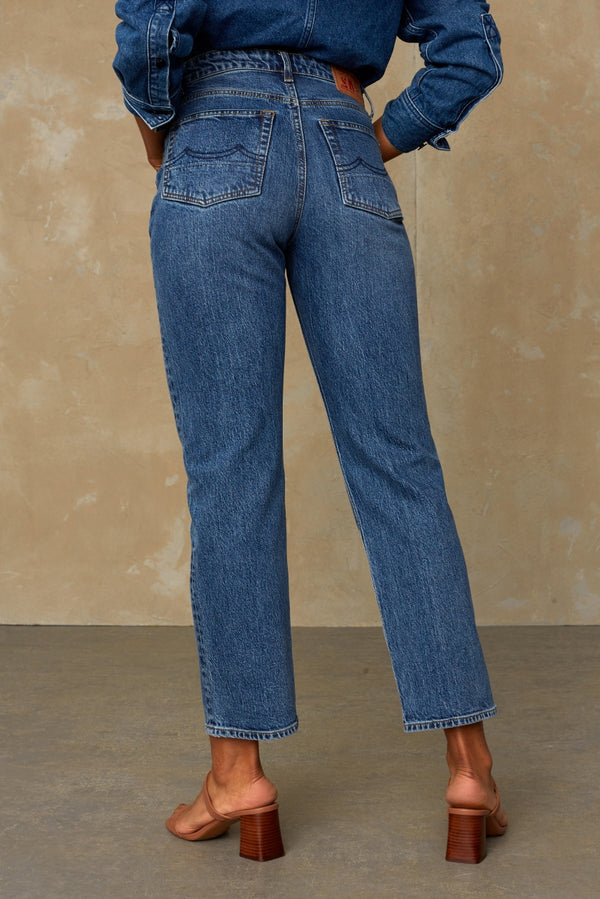 CAROLINE CROPPED STRETCH | ECO XAVIER BLUE MARBLE