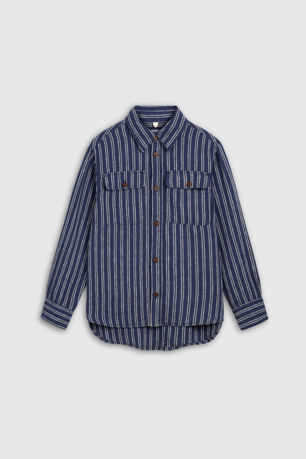 CHARLENE | LINEN NAVY DOUBLE STRIPE