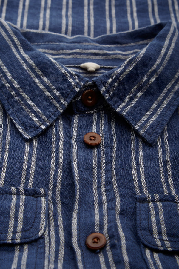 CHARLENE | LINEN NAVY DOUBLE STRIPE