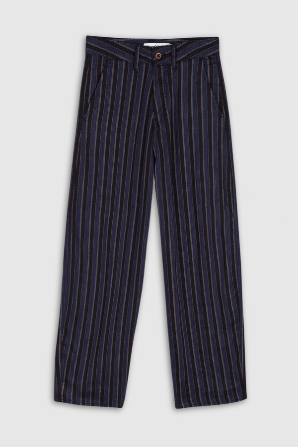 LEILA CROPPED | BLUE LINEN STRIPE