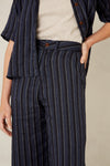 LEILA CROPPED | BLUE LINEN STRIPE