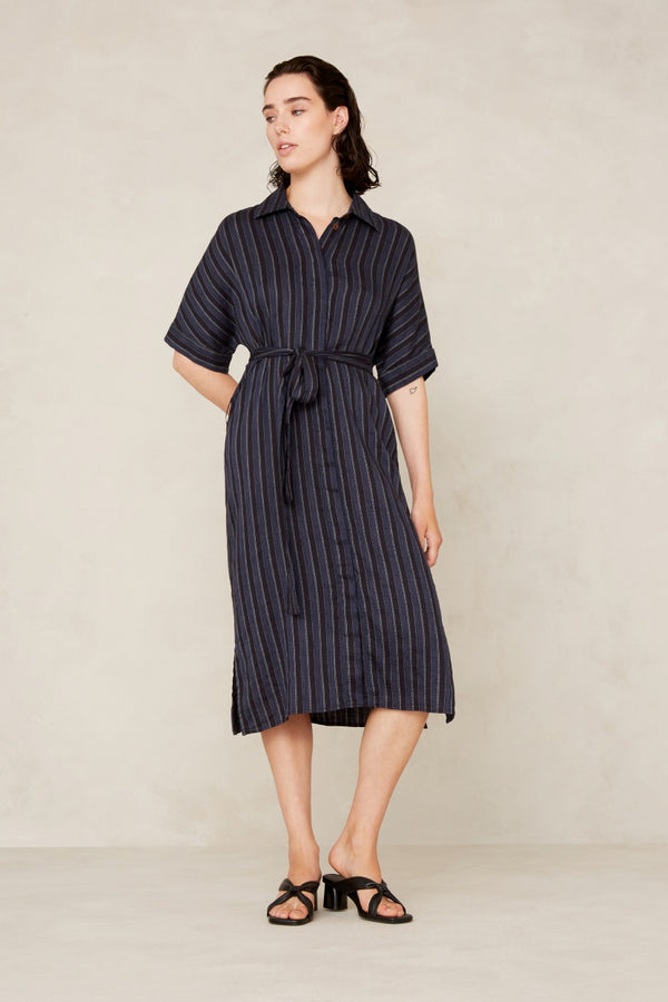 DIONE | BLUE LINEN STRIPE