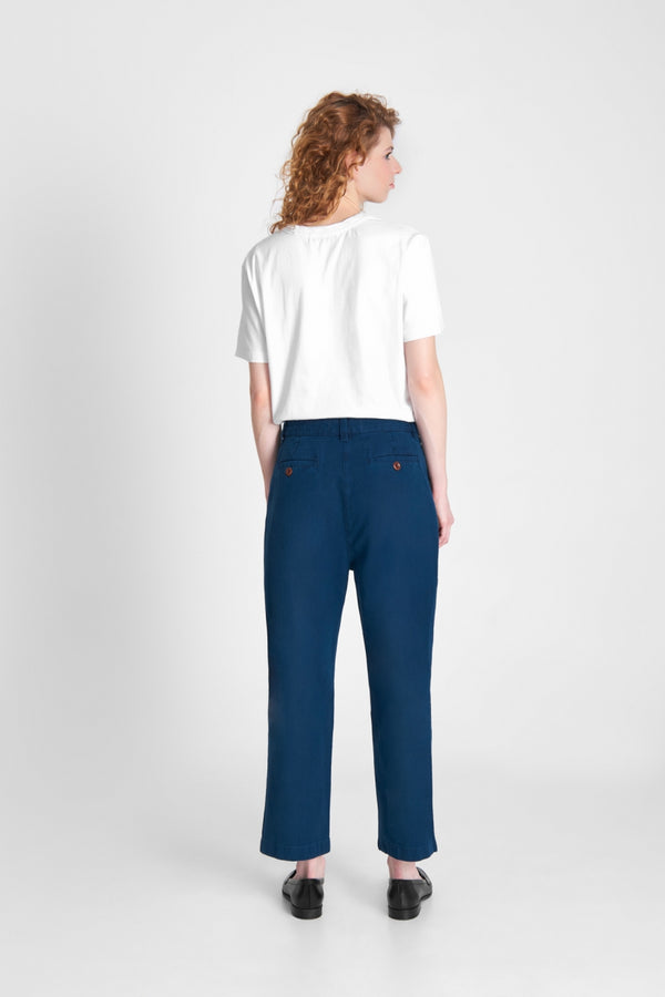 DARIA CROPPED | INDIGO HERRINGBONE