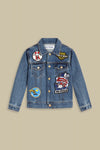KIDS JACKET | BIO STRETCH BLUE BADGE ALLOVER
