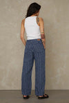 LEILA CROPPED | LINEN NAVY STRIPE