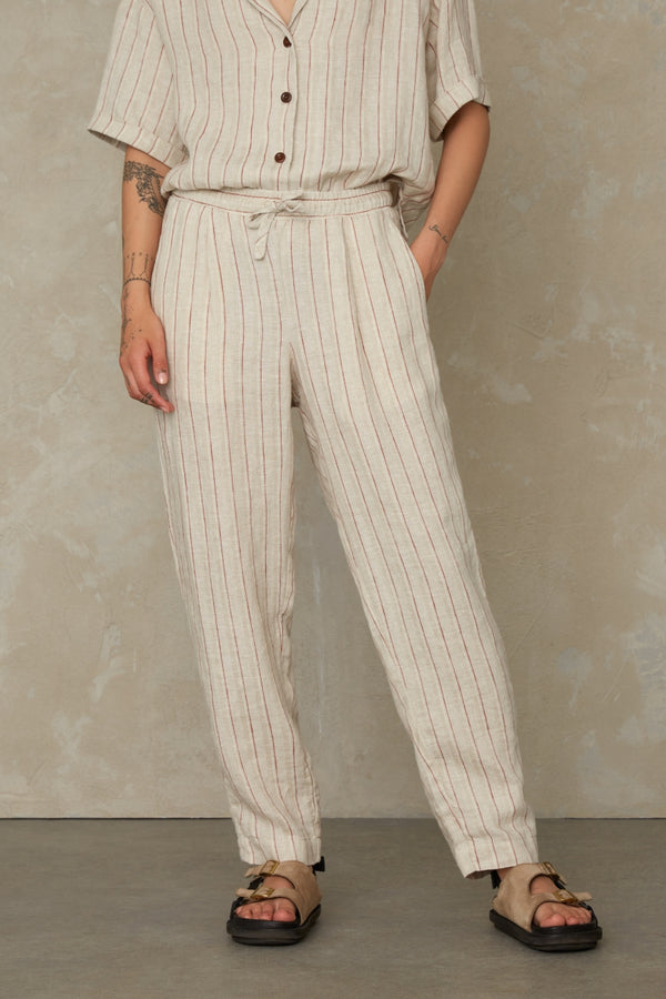 LOURDES | LINEN STRIPE RED