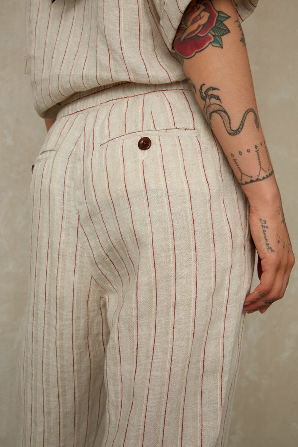 LOURDES | LINEN STRIPE RED