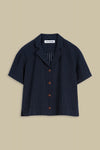 ATHALIE SHORT SLEEVE | NAVY JACQUARD