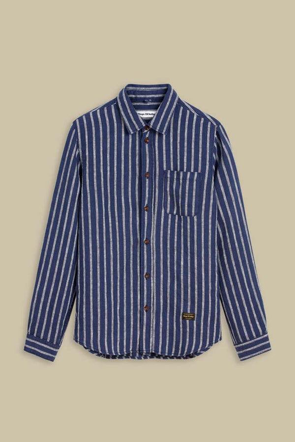 ENDA POCKET | LINEN NAVY STRIPE