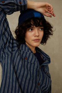 CHARLENE | LINEN NAVY DOUBLE STRIPE