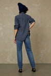CHARLENE | LINEN NAVY DOUBLE STRIPE