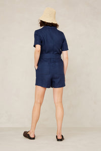 JANELLE PLAYSUIT | WORKER BLUE LINEN