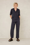 LEILA CROPPED | BLUE LINEN STRIPE