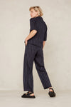 LEILA CROPPED | BLUE LINEN STRIPE