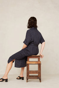 DIONE | BLUE LINEN STRIPE