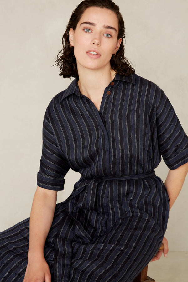 DIONE | BLUE LINEN STRIPE