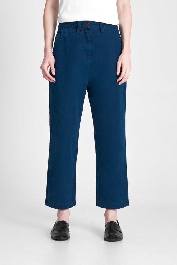 DARIA CROPPED | INDIGO HERRINGBONE