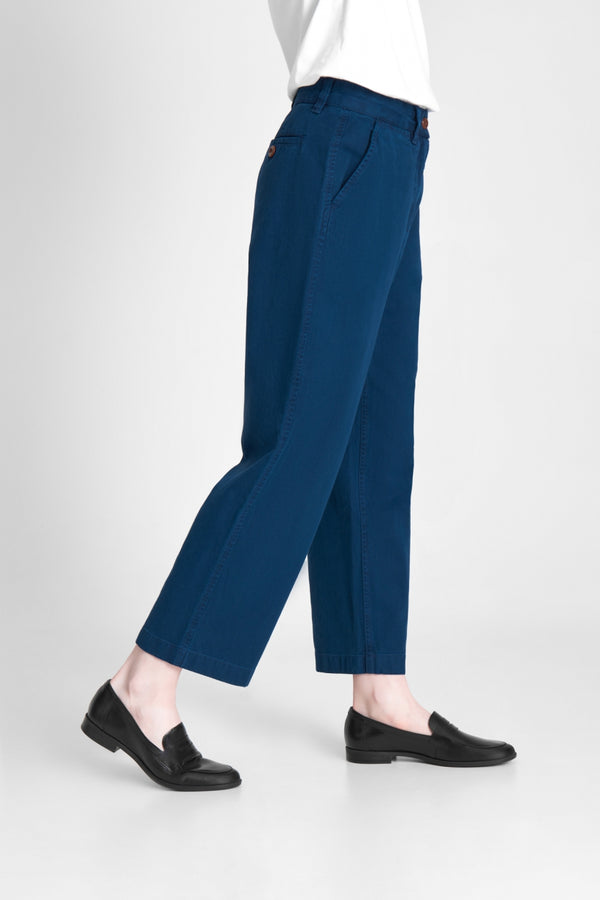 DARIA CROPPED | INDIGO HERRINGBONE
