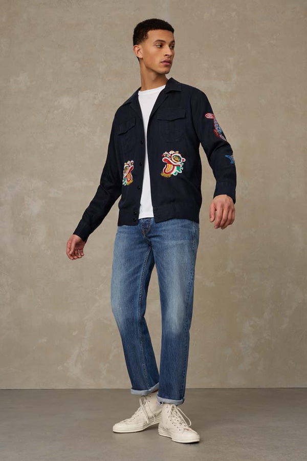 BARD | BLUE BLACK TENCEL EMBROIDERY