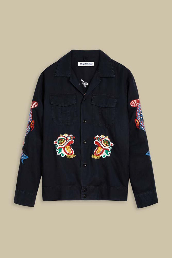 BARD | BLUE BLACK TENCEL EMBROIDERY