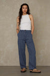 LEILA CROPPED | LINEN NAVY STRIPE