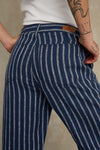 LEILA CROPPED | LINEN NAVY STRIPE
