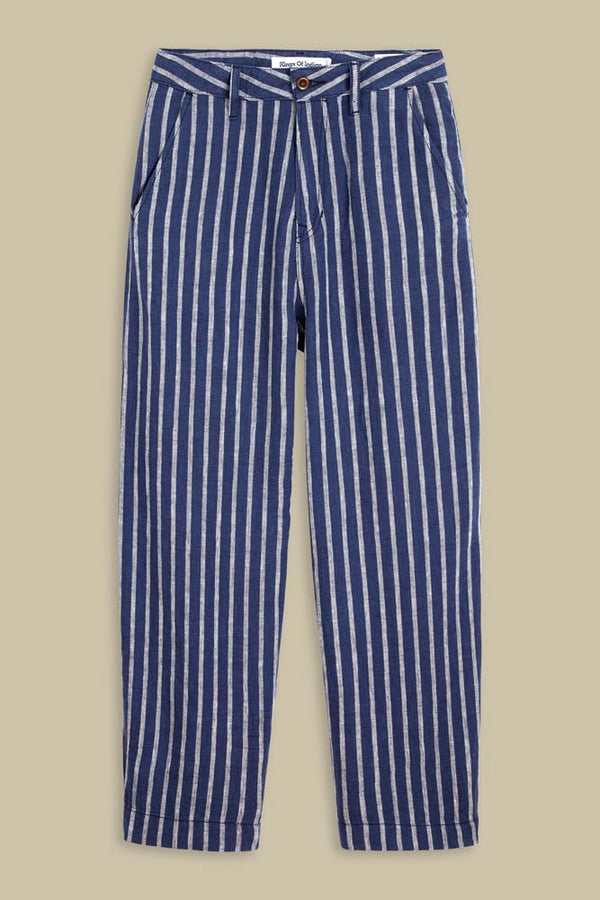 LEILA CROPPED | LINEN NAVY STRIPE