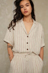 ATHALIE SHORT SLEEVE | LINEN STRIPE RED