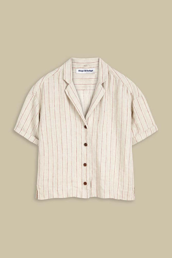 ATHALIE SHORT SLEEVE | LINEN STRIPE RED