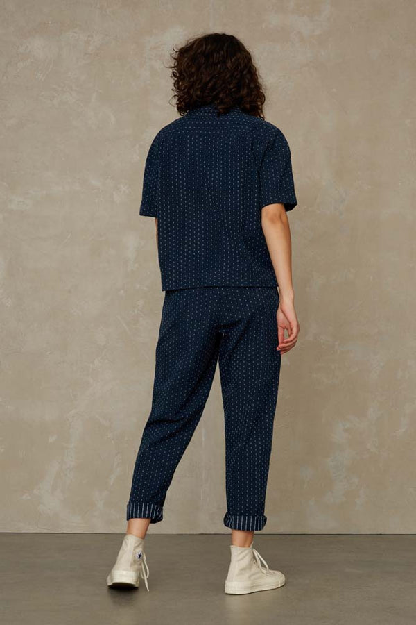 ATHALIE SHORT SLEEVE | NAVY JACQUARD
