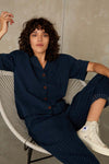 ATHALIE SHORT SLEEVE | NAVY JACQUARD