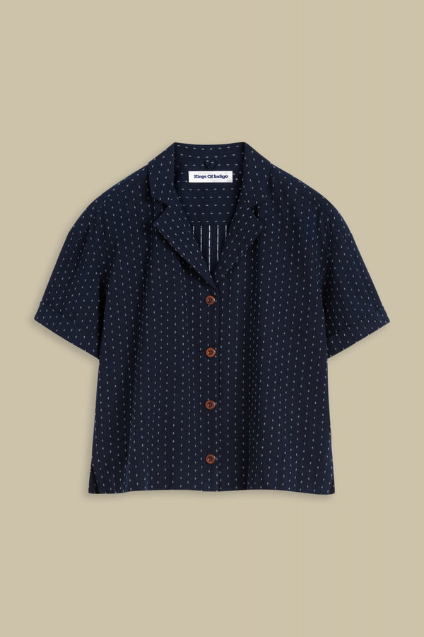 ATHALIE SHORT SLEEVE | NAVY JACQUARD