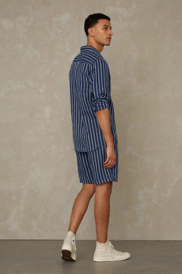 ENDA POCKET | LINEN NAVY STRIPE