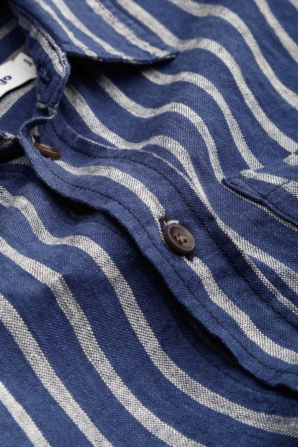 ENDA POCKET | LINEN NAVY STRIPE
