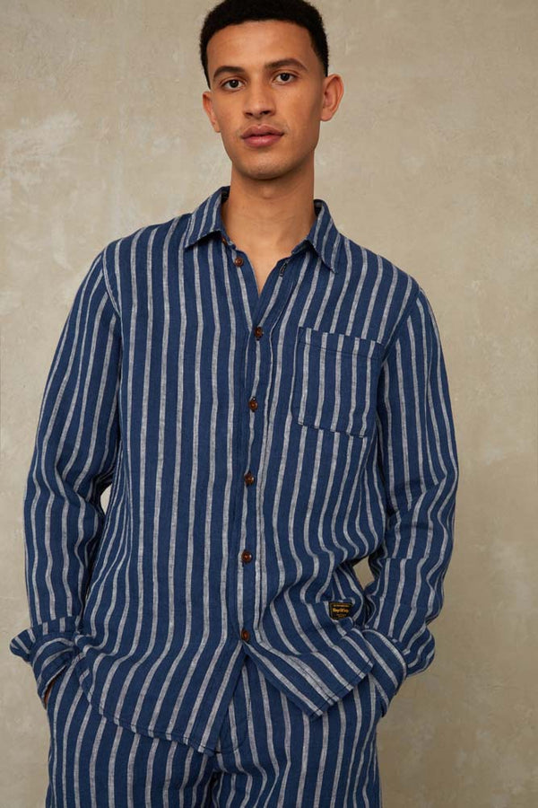 ENDA POCKET | LINEN NAVY STRIPE