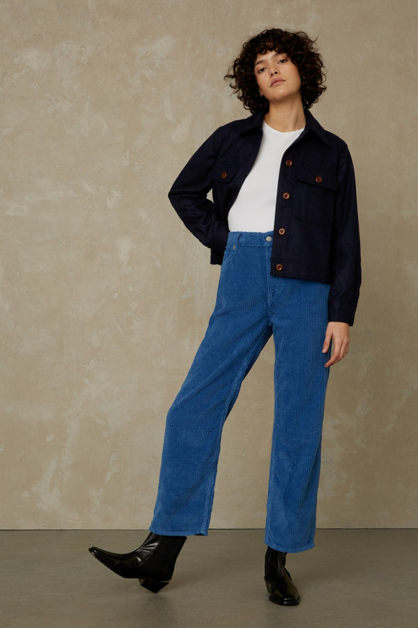 LIORA CROPPED | MID BLUE CORD