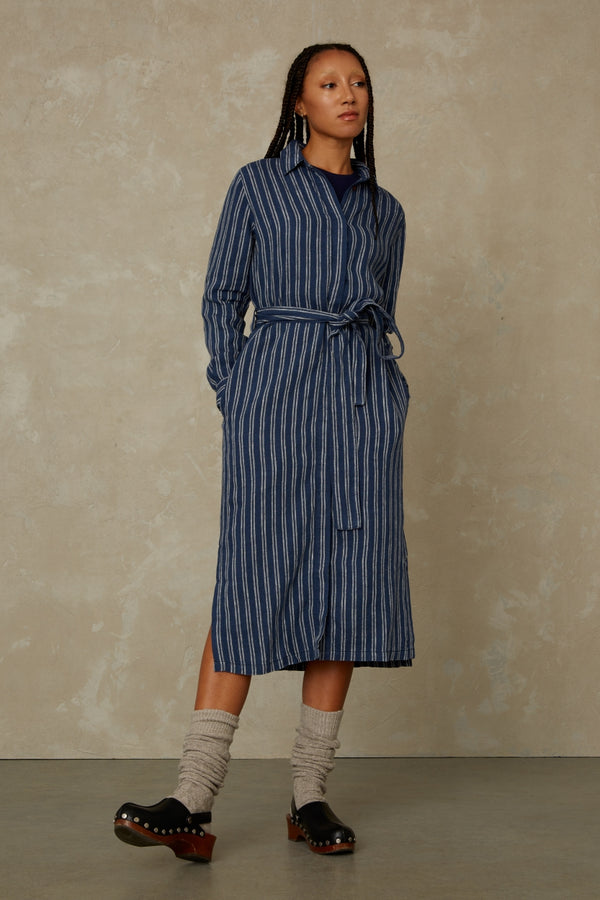MAGGY | LINEN NAVY DOUBLE STRIPE