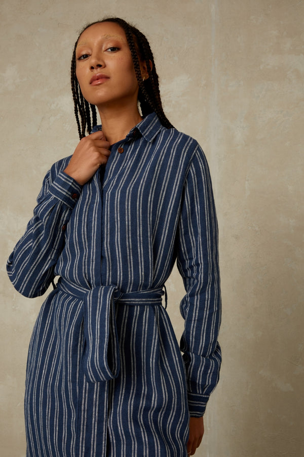 MAGGY | LINEN NAVY DOUBLE STRIPE