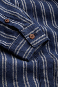 MAGGY | LINEN NAVY DOUBLE STRIPE